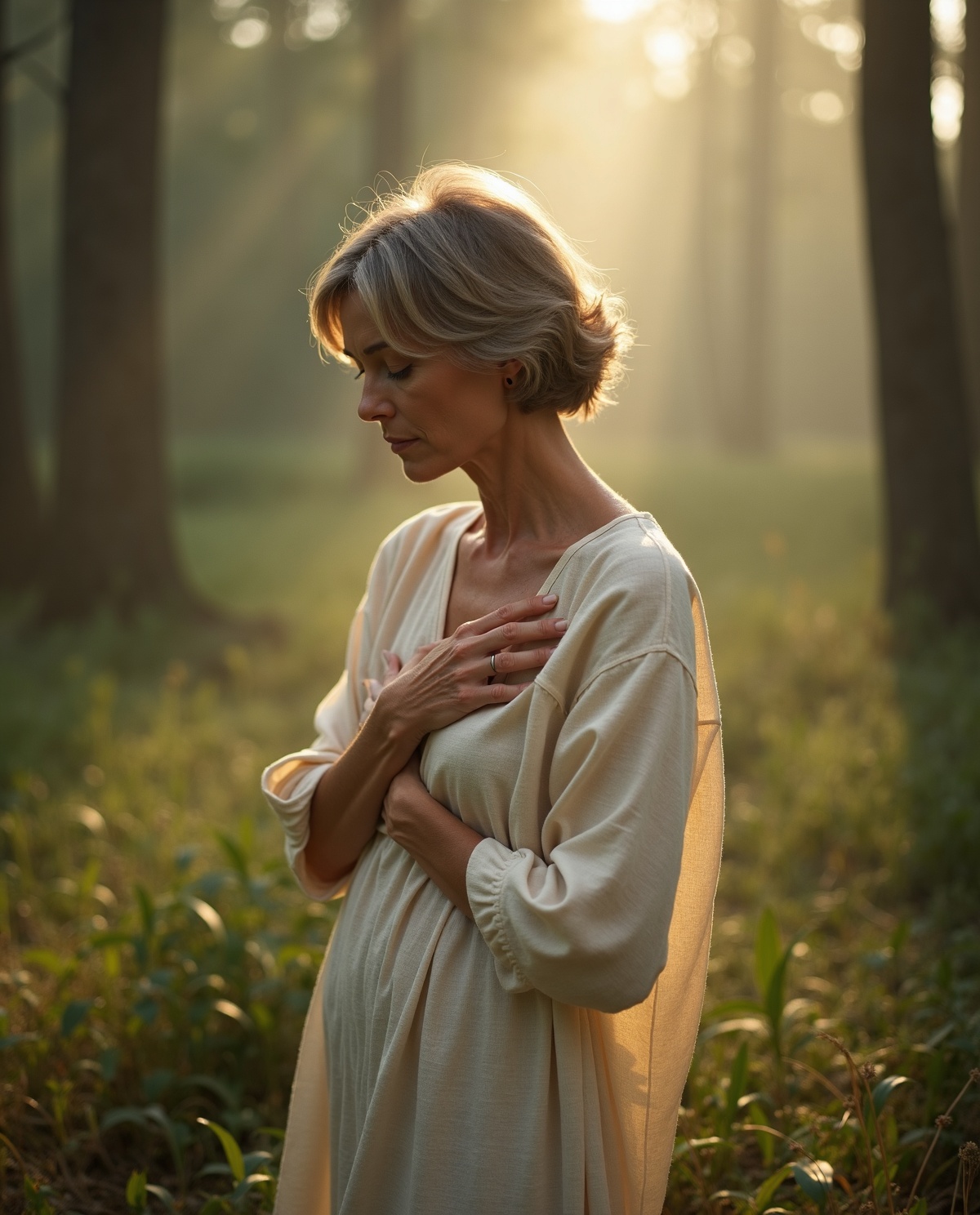 Femme sereine en nature